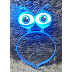 Mey İthalat® Led Işıklı & Pilli 3 Farklı Modda Yanan Uzaylı Göz Parti Tacı Mavi Renk 18x12 cm