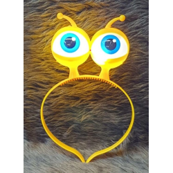 Mey İthalat® Led Işıklı & Pilli 3 Farklı Modda Yanan Uzaylı Göz Parti Tacı Sarı Renk 18x12 cm