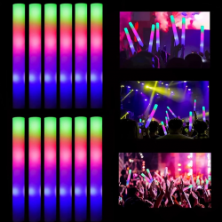 Mey İthalat® Led Işıklı Rengarenk Sünger Parti Çubuk Işıklı Kauçuk Sopa 46 cm 12 Adet