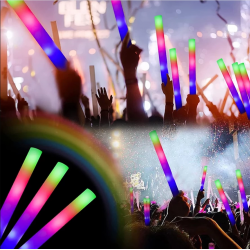 Mey İthalat® Led Işıklı Rengarenk Sünger Parti Çubuk Işıklı Kauçuk Sopa 46 cm