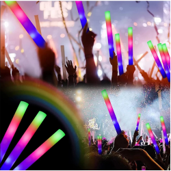 Mey İthalat® Led Işıklı Rengarenk Sünger Parti Çubuk Işıklı Kauçuk Sopa 46 cm