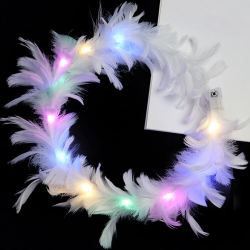 Mey İthalat® Led Işıklı Rengarenk Yanan 3 Fonksiyonlu Otrişli Parti Tacı Beyaz Renk 12x12 cm