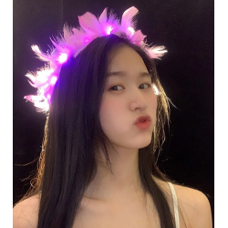 Mey İthalat® Led Işıklı Rengarenk Yanan 3 Fonksiyonlu Otrişli Parti Tacı Pembe Renk 12x12 cm