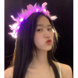 Mey İthalat® Led Işıklı Rengarenk Yanan 3 Fonksiyonlu Otrişli Parti Tacı Pembe Renk 12x12 cm