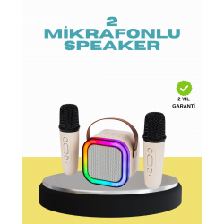 Mey İthalat® LED Işıklı Taşınabilir Karaoke Hoparlör – USB & AUX Girişli