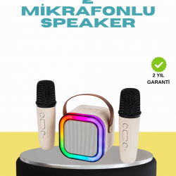 Mey İthalat® LED Işıklı Taşınabilir Karaoke Hoparlör – USB & AUX Girişli