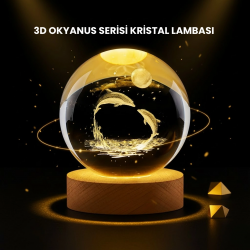 Mey İthalat® LED Işıklı Yunus Küre Ahşap Standlı Modern Dekoratif Aksesuar