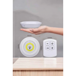 Mey İthalat® Led Lamba 3'lü Uzaktan Kumandalı Yapışkanlı Beyaz Işık