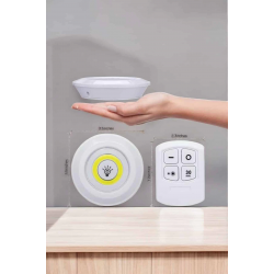 Mey İthalat® Led Lamba 3'lü Uzaktan Kumandalı Yapışkanlı Beyaz Işık