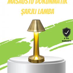 Mey İthalat® LED Masa Lambası 3 Renk Ayarlı Şarjlı Kablosuz Modern Tasarım