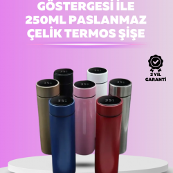 Mey İthalat® LED Sıcaklık Ölçerli 250 ml Yalıtımlı Termos Şişe