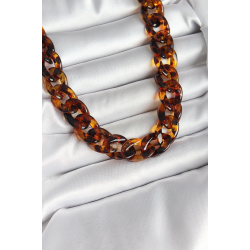 Mey İthalat® Leopar Desenli Mika Kalın Zincir Kadın Kolye