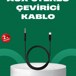 Mey İthalat® Lightning to 3.5mm Aux Ses Dönüştürücü Kablo 1 Metre Stereo Uyumlu
