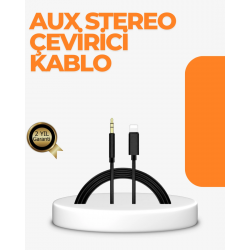 Mey İthalat® Lightning Girişli Cihazlar İçin 3.5mm Aux Ses Kablo Dönüştürücü 1M