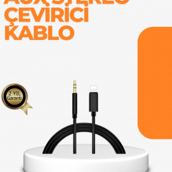 Mey İthalat® Lightning Girişli Cihazlar İçin 3.5mm Aux Ses Kablo Dönüştürücü 1M