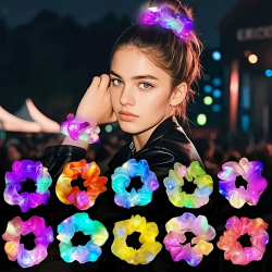 Mey İthalat® Lila Mor Renk Led Işıklı Lastikli Saç Tokası - 3 Modlu Festival & Parti Saç Tokası