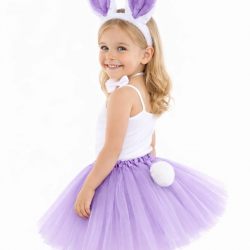 Mey İthalat® Lila Mor Tavşan Kostüm Seti Kız Çocuk – Tütü Etekli 4 Parça