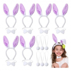 Mey İthalat® Lila Mor Tavşan Kulak Papyon Kuyruk 3 lü Parti Seti