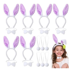 Mey İthalat® Lila Mor Tavşan Kulak Papyon Kuyruk 3'lü Parti Seti