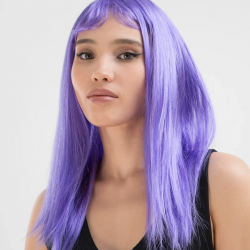 Mey İthalat® Lila Renk Uzun Düz Parti Peruğu