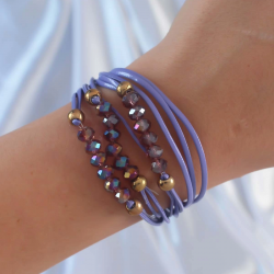 Mey İthalat® Lila Renk Zirkon Taşlı İpli Çoklu Bileklik