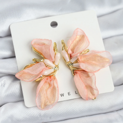 Mey İthalat® Lotus Model Yavruağızı Renk Tüllü Kadın Küpe