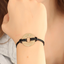 Mey İthalat® LOVE (Aşık) Siyah Deri İpli Unisex Mood Bileklik