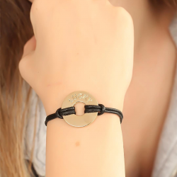 Mey İthalat® LUCKY (Şanslı) Siyah Deri İpli Unisex Mood Bileklik