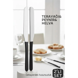 Mey İthalat® Lüks Seri 2'li Tereyağı ve Peynir Bıçağı Seti - Paslanmaz Çelik & Ergonomik Silikon Saplı 16 cm 719999
