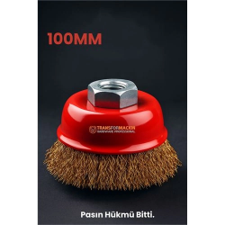 Mey İthalat® M14 Uyumlu Çanak Tel Fırça 100 mm Profesyonel Pas Sökücü Yüzey Temizleme Diski