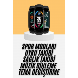 Mey İthalat® M6 Akıllı Bileklik Siyah Adımsayar Spor Takibi Android ve İOS Uyumlu