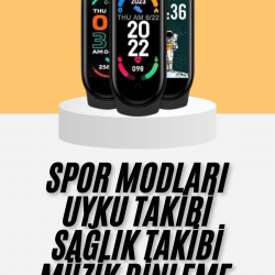 Mey İthalat® M6 Akıllı Bileklik Siyah Adımsayar Spor Takibi Android ve İOS Uyumlu