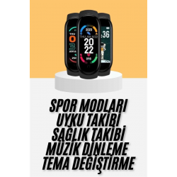Mey İthalat® M6 Akıllı Bileklik Siyah Adımsayar Spor Takibi Android ve İOS Uyumlu