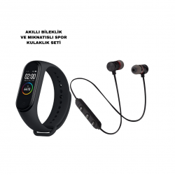 Mey İthalat® M6 Akıllı Bileklik ve Bluetooth Spor Kulaklık 2’li Set