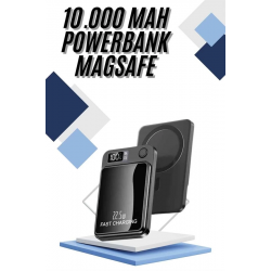 Mey İthalat® Magsafe Powerbank 10.000 mAh 22.5 Watt Hızlı Şarj Göstergeli Kablosuz Taşınabilir Şarj