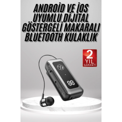 Mey İthalat® Makaralı Kulaklık SD Kart Girişli Dijital Göstergeli Kablolu Bluetooth Kulaklık