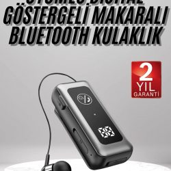 Mey İthalat® Makaralı Kulaklık SD Kart Girişli Dijital Göstergeli Kablolu Bluetooth Kulaklık