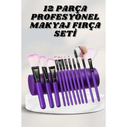 Mey İthalat® Makyaj Fırçası 12 Parça Set Yumuşak Uçlu Göz Makyajına Uygun Hafif ve Taşınabilir Çanta