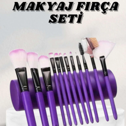 Mey İthalat® Makyaj Fırçası 12 Parça Set Yumuşak Uçlu Göz Makyajına Uygun Hafif ve Taşınabilir Çanta