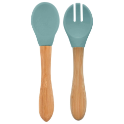 Mey İthalat®   Mama Kaşığı ve Çatal Seti Aqua Green