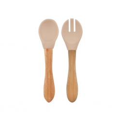 Mey İthalat®   Mama Kaşığı ve Çatal Seti Bubble Beige