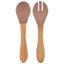 Mey İthalat®   Mama Kaşığı ve Çatal Seti Woody Brown