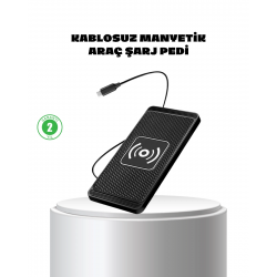 Mey İthalat® Manyetik Kablosuz Şarj Pedi 15W Hızlı Şarj Kaymaz Silikon Qi Destekli