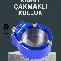 Mey İthalat® Masa Üstü Çakmaklı Küllük Paslanmaz Metal Gövde