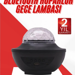 Mey İthalat® Masa ve Gece Lambası Renkli Projektör Işıklı Disko Topu Bluetooth Hoparlör