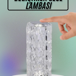 Mey İthalat® Masa ve Gece Lambası Şık ve Dayanıklı Sensörlü Şarjlı Kristal Lamba