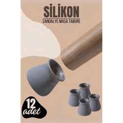 Mey İthalat®  Masa ve Sandalye Ayak Koruyucu Silikon Zemin Koruyucu GRİ 12 ADET