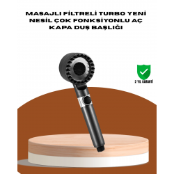 Mey İthalat® Masaj Fonksiyonlu Filtreli Duş Başlığı Dayanıklı Yapı