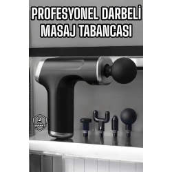Mey İthalat® Masaj Tabancası 4 Başlıklı Kas ve Vücut Ağrıları İçin Şarjlı Darbeli