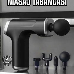 Mey İthalat® Masaj Tabancası 4 Başlıklı Kas ve Vücut Ağrıları İçin Şarjlı Darbeli